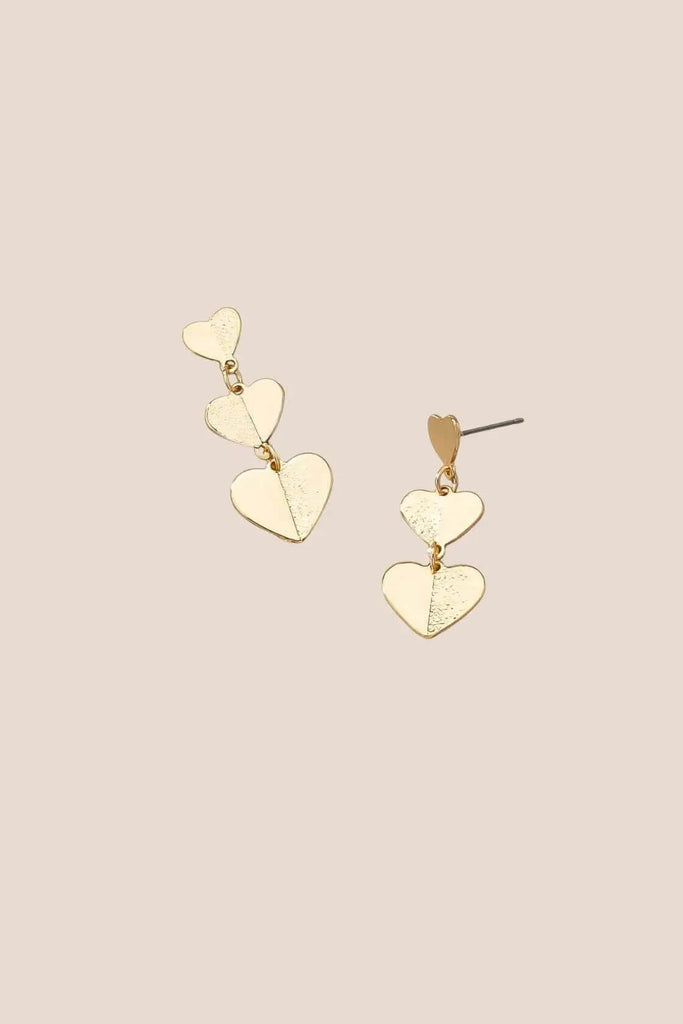 Three Linear Heart Drop Earrings