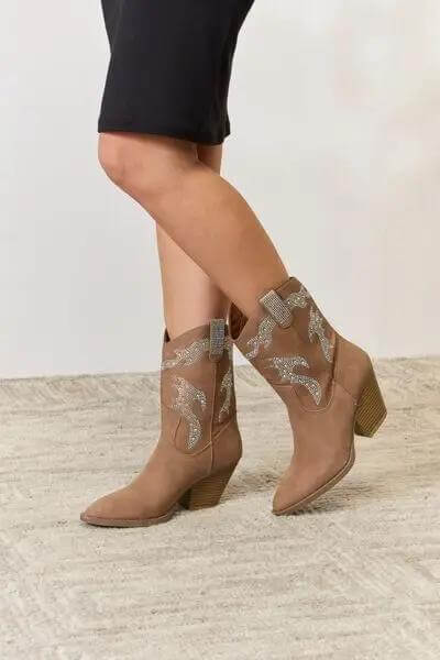 Forever Link Rhinestone Detail Cowboy Boots Trendsi