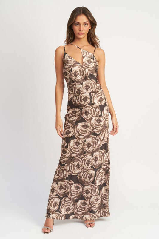 Asymmetrical Neck Maxi Dress - Rocca & Co