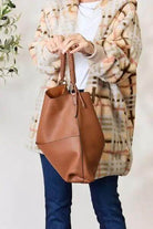 SHOMICO Vegan Leather Handbag with Pouch Trendsi