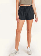 Black Drawstring Pocket Athleisure Shorts - Rocca & Co