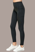 Black High Waist Leggings with Side Pockets - Rocca & Co