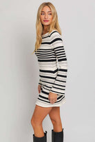 Boat Neck Bell Sleeve Sweater Dress - Rocca & Co