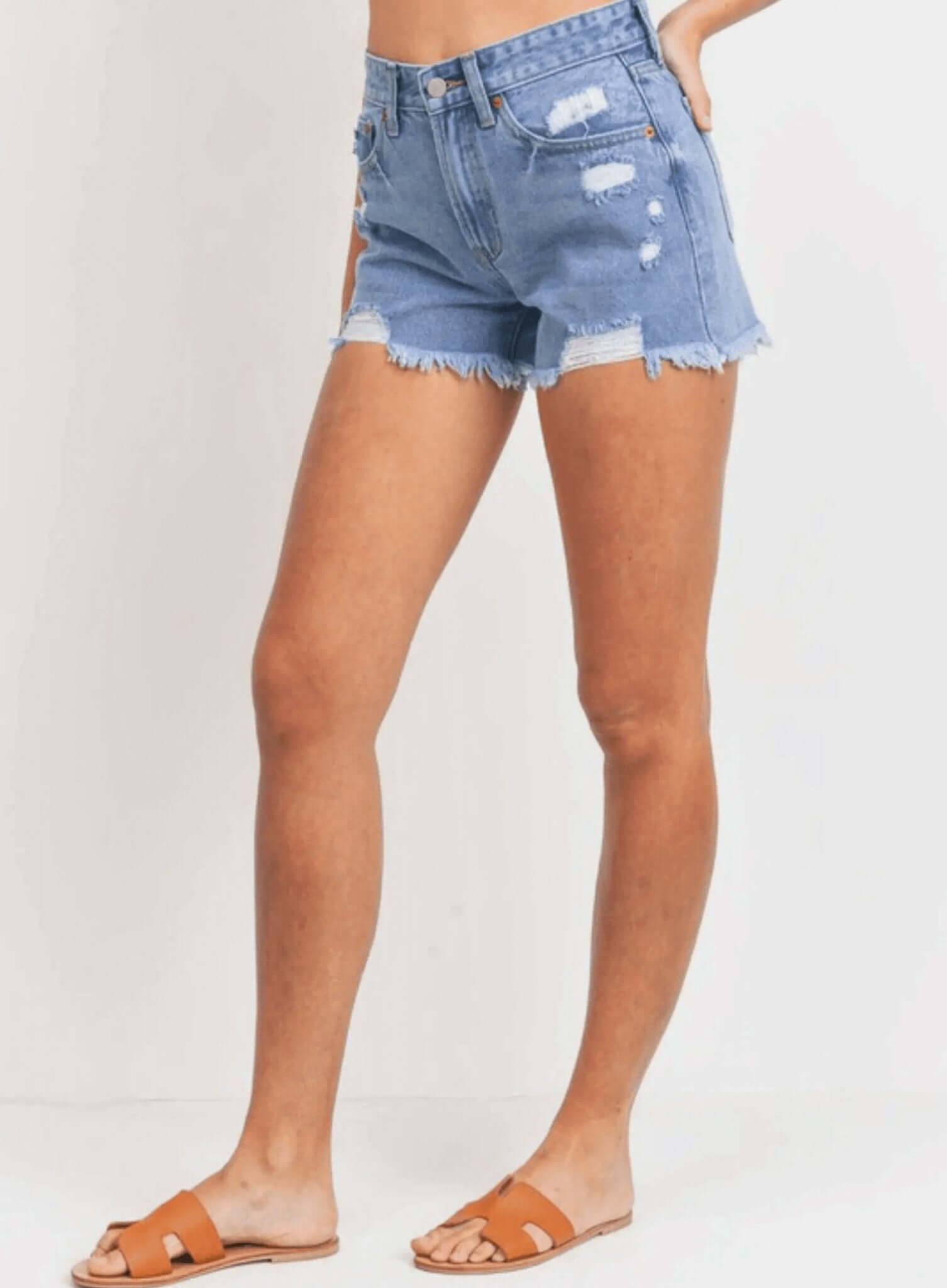 Boyfriend Distressed Jeans Shorts - Rocca & Co