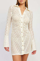 Button Down Lace Mini Dress - Rocca & Co