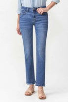 Lovervet by Vervet Full Size Mid Rise Slim Ankle Straight Jeans