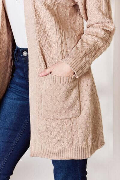 Cable-Knit Pocketed Cardigan - Rocca & Co