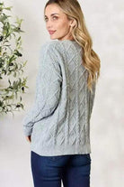 Cable Knit Round Neck Sweater - Rocca & Co