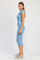 Cap Sleeve Bodycon Dress With Open Back - Rocca & Co