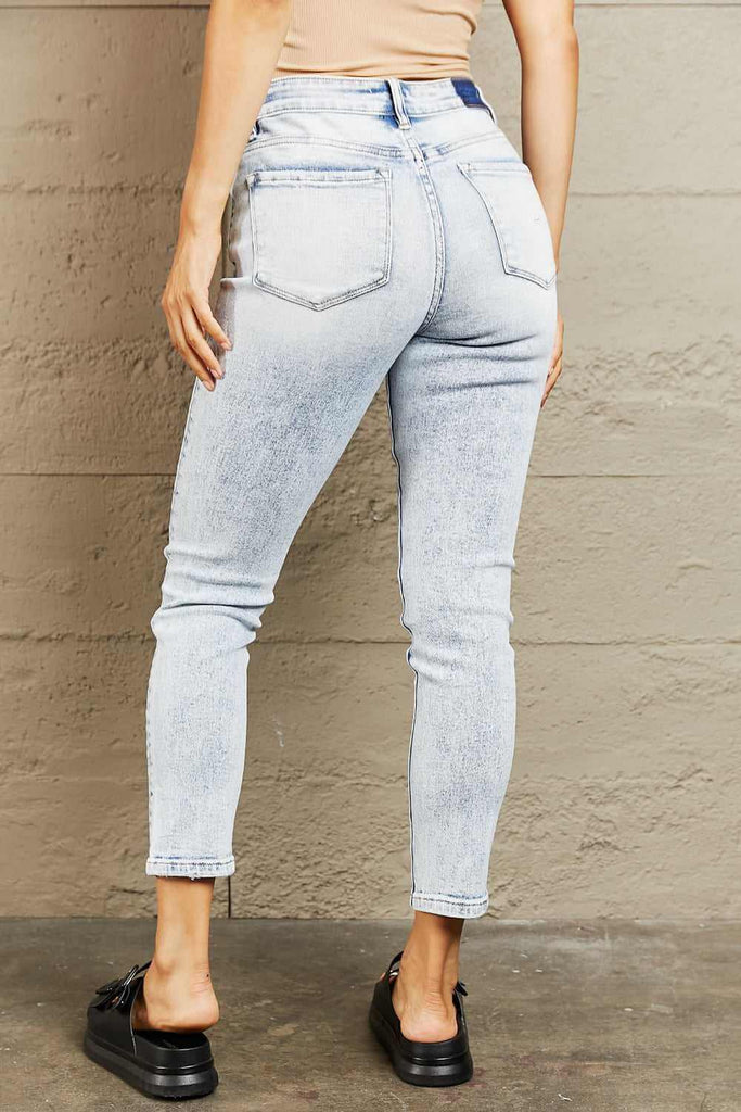 BAYEAS Mid Rise Acid Wash Skinny Jeans