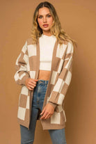 Checker Graphic Sweater Cardigan - Rocca & Co