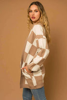 Checker Graphic Sweater Cardigan - Rocca & Co