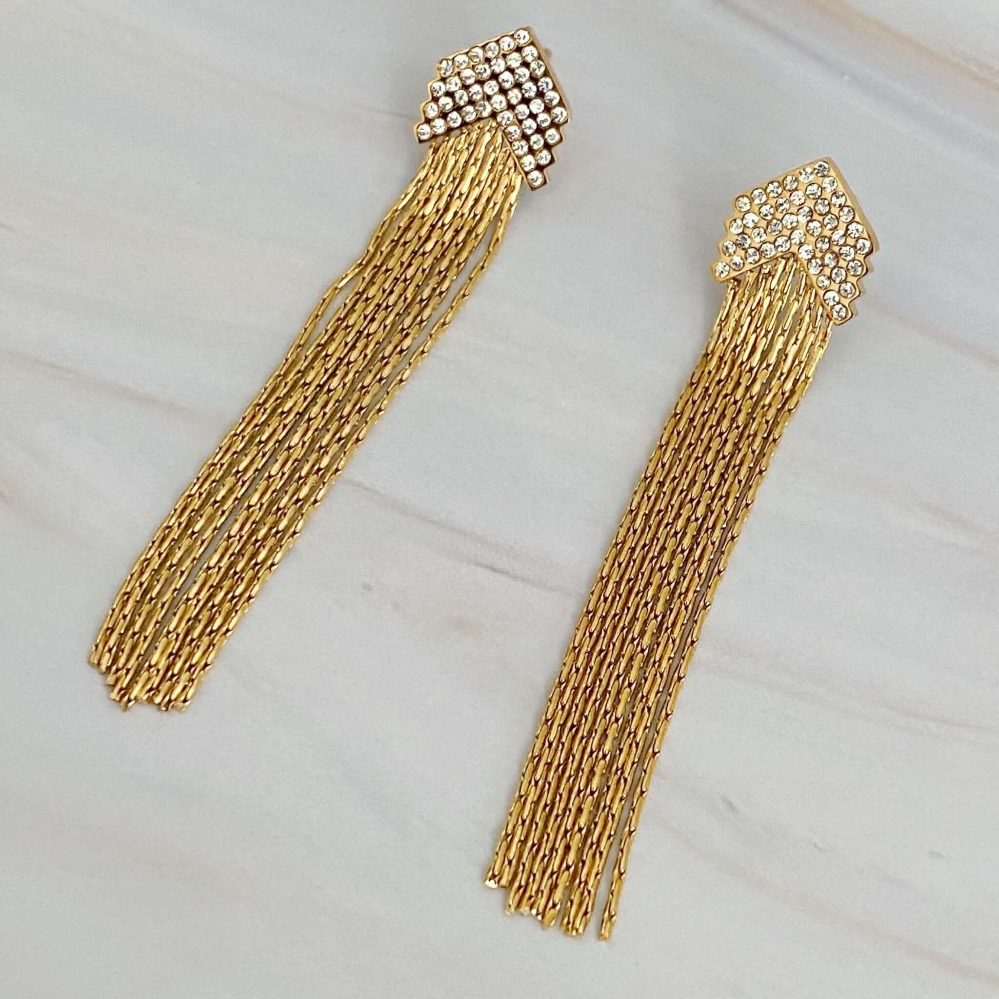 Chevron Chain Drop Earrings - Rocca & Co