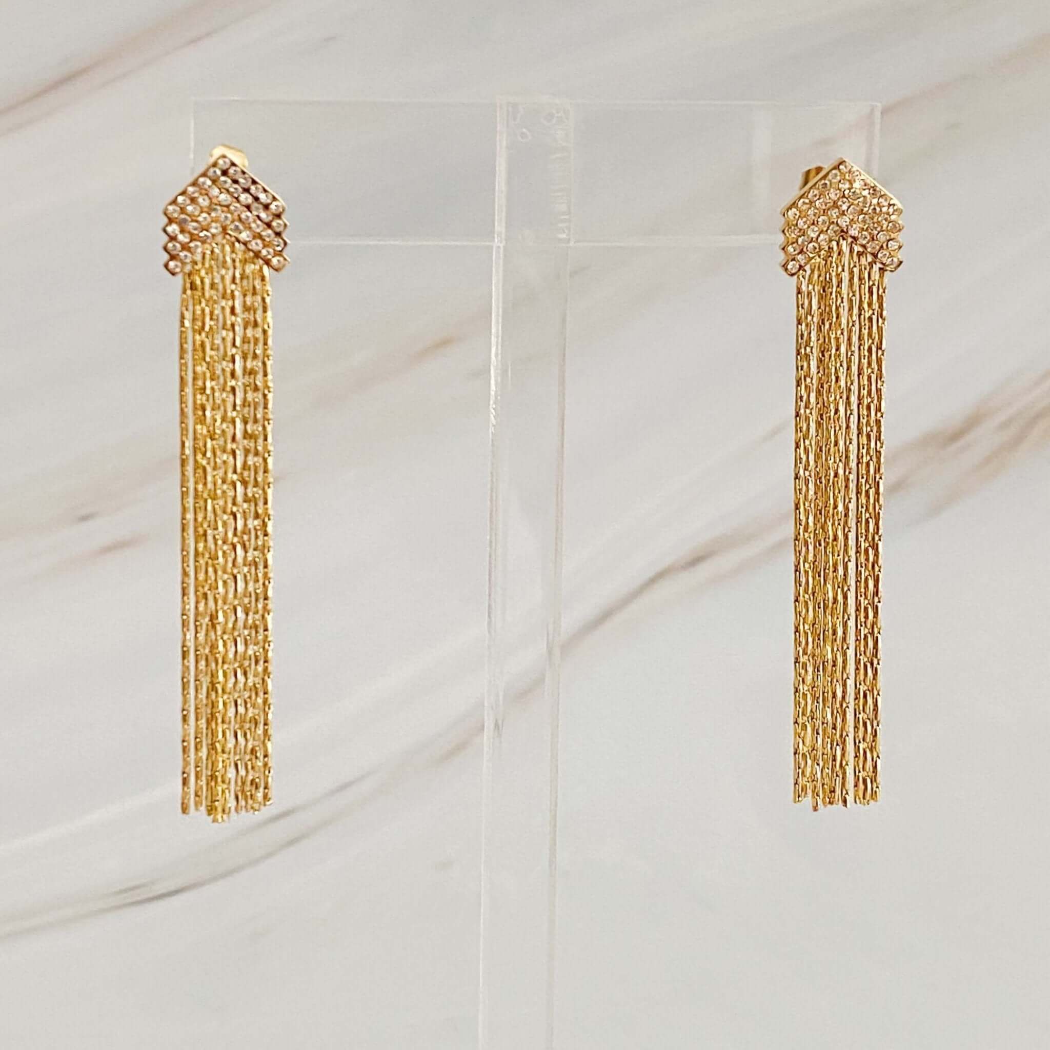 Chevron Chain Drop Earrings - Rocca & Co