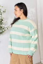 Contrast Striped Round Neck Sweater - Rocca & Co