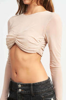 Crew Neck Ruched Bust Crop Top - Rocca & Co