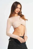 Crew Neck Ruched Bust Crop Top - Rocca & Co