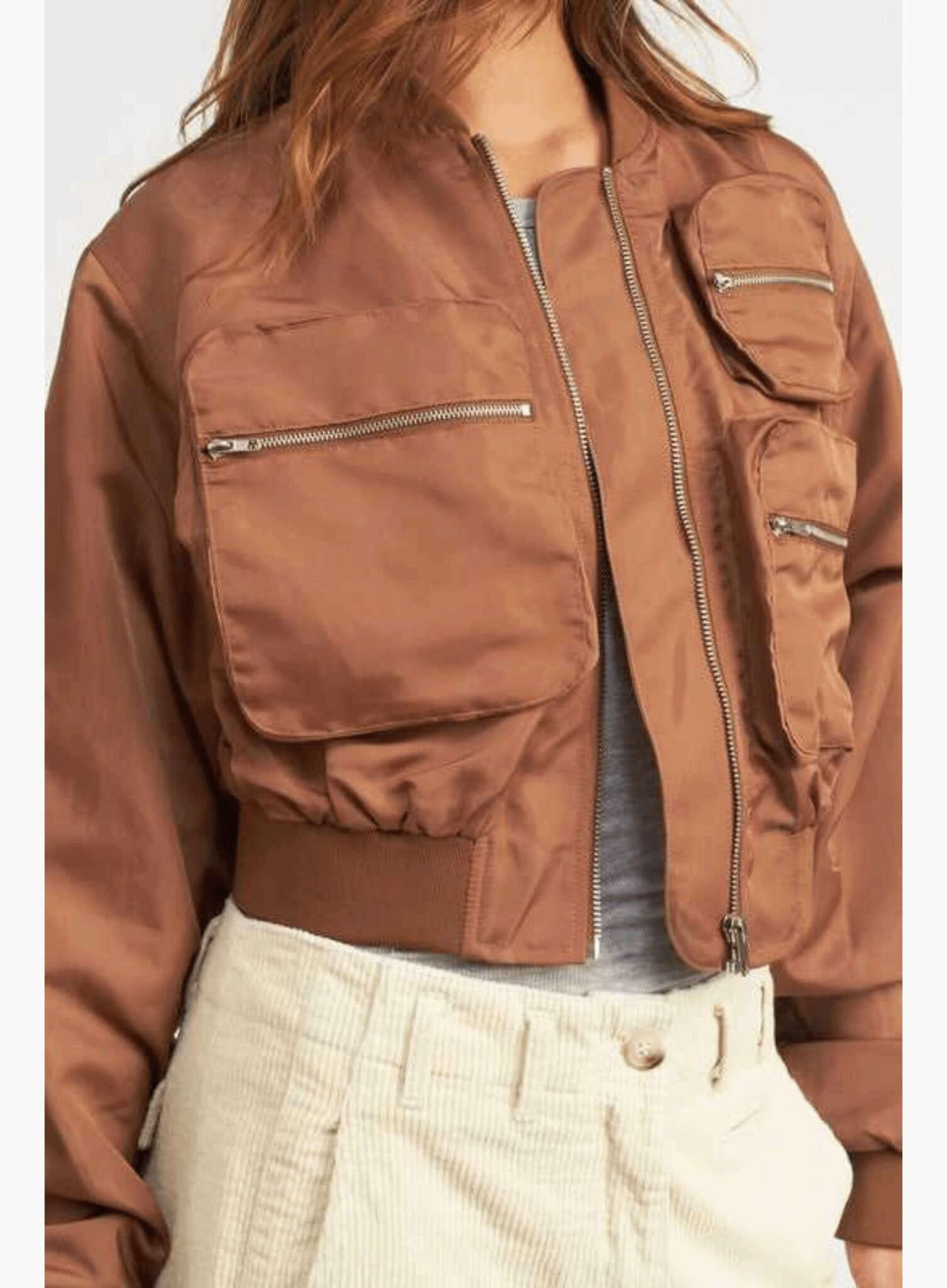 Cropped Bomber Jacket - Rocca & Co