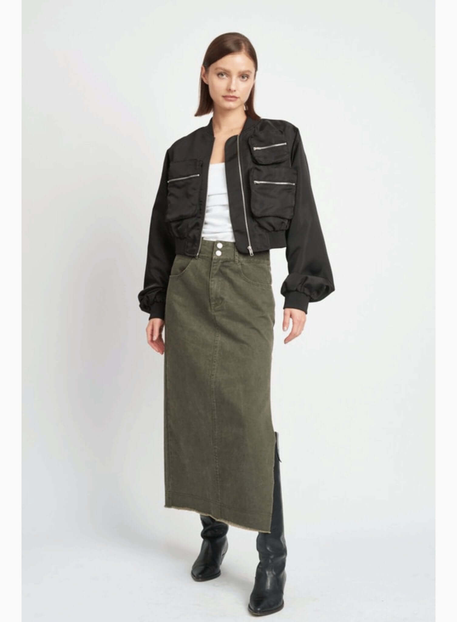 Cropped Bomber Jacket - Rocca & Co