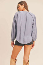 Distressed Button Down Top - Rocca & Co