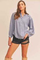 Distressed Button Down Top - Rocca & Co