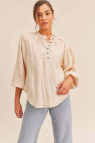 Distressed Button Down Top - Rocca & Co