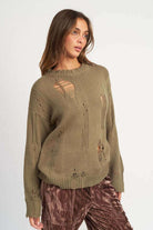 Distressed Oversized Sweater - Rocca & Co