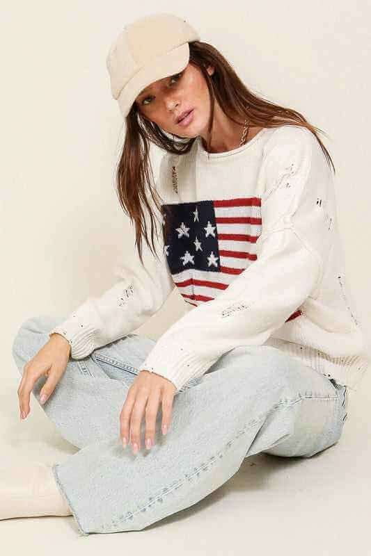 Distressed USA Logo Sweater - Rocca & Co