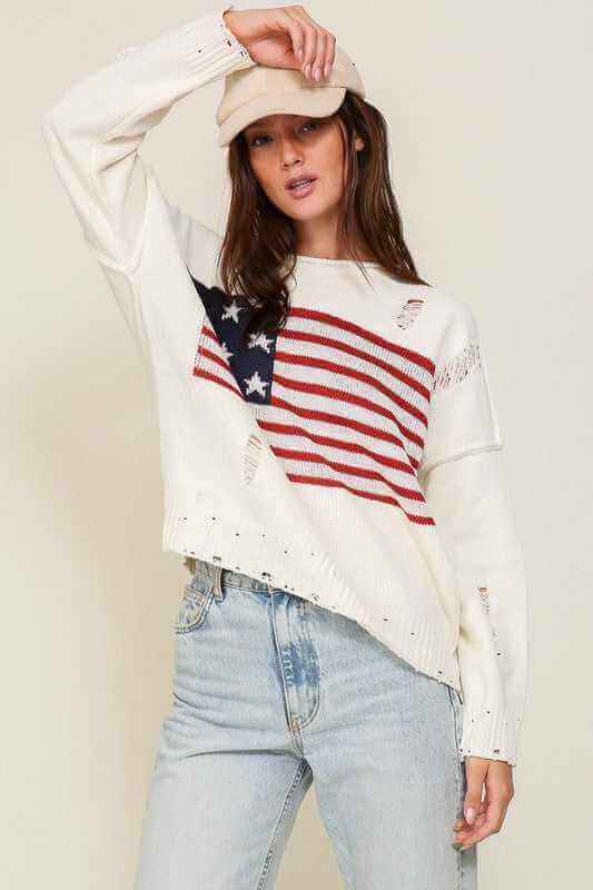 Distressed USA Logo Sweater - Rocca & Co