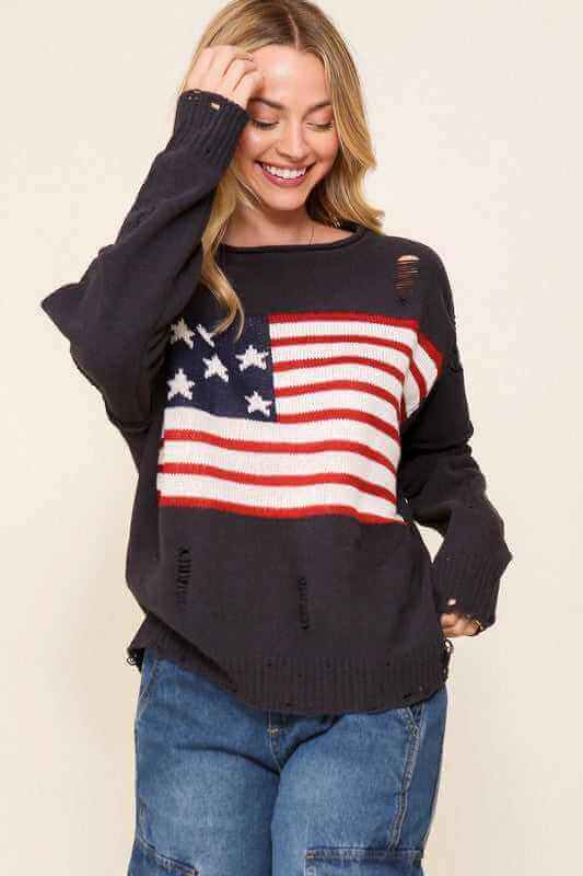 Distressed USA Logo Sweater - Rocca & Co