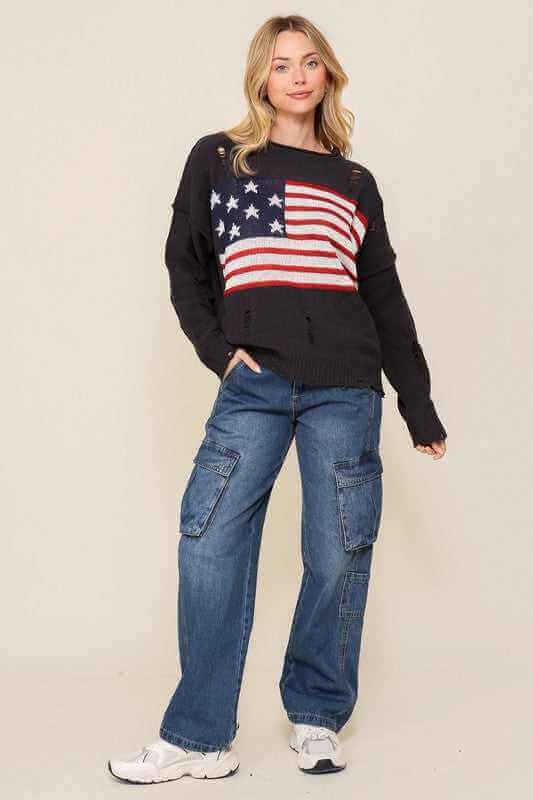 Distressed USA Logo Sweater - Rocca & Co