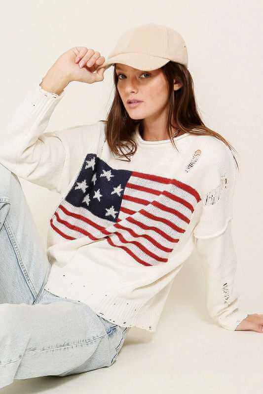 Distressed USA Logo Sweater - Rocca & Co