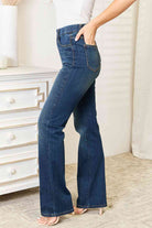 Elastic Waistband Straight Jeans - Rocca & Co
