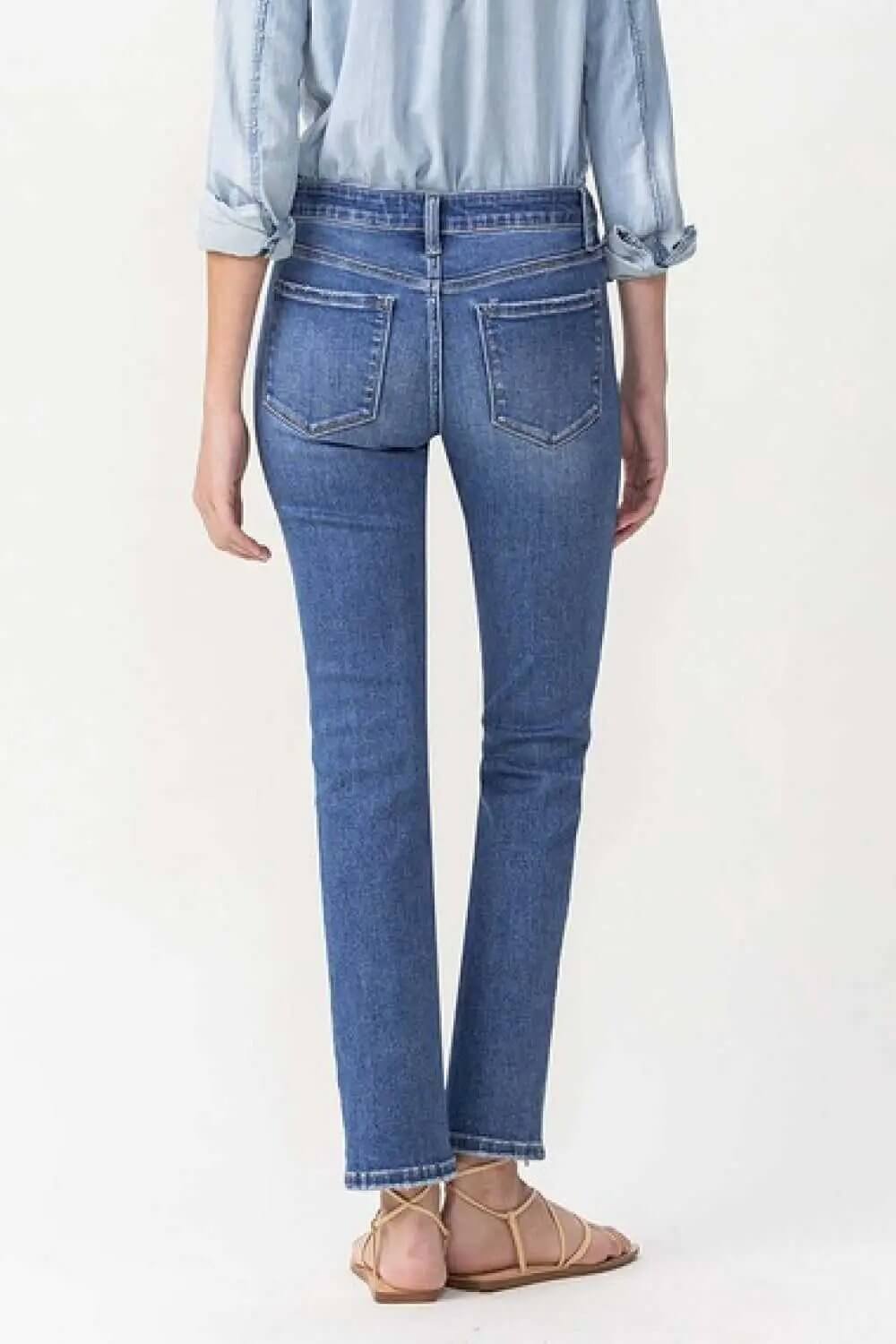 Lovervet by Vervet Full Size Mid Rise Slim Ankle Straight Jeans
