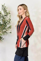 Celeste Full Size Striped Button Up Long Sleeve Cardigan Trendsi
