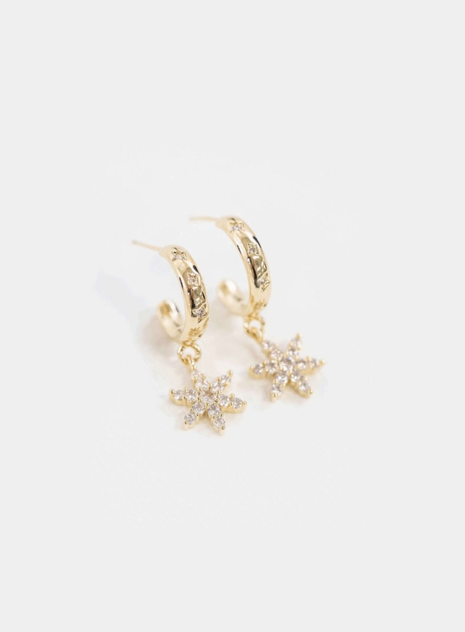 Floral Charm Hoop Earrings - Rocca & Co