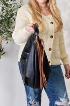 Fringe Detail Contrast Handbag - Rocca & Co
