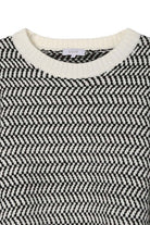 Herringbone Pattern Crew Neck Sweater - Rocca & Co