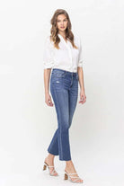 High Rise Straight Jeans With Raw Hem - Rocca & Co