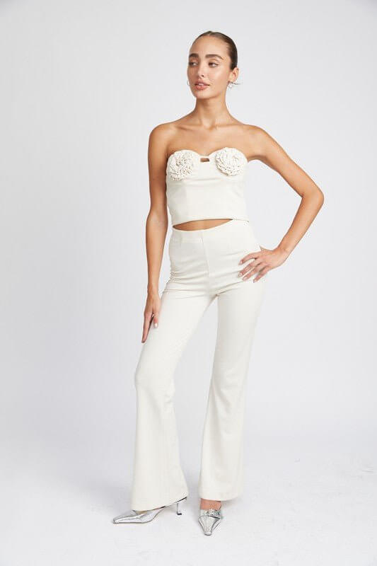 High Waist Flared Back Pants - Rocca & Co