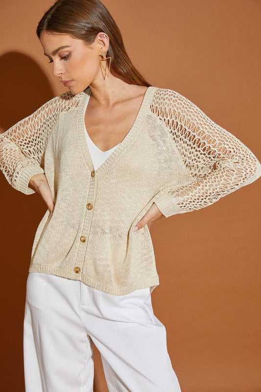 Hollow Detail Cardigan Sweater - Rocca & Co