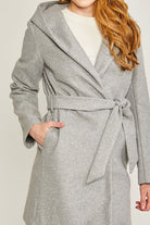 JQ Fleece Belted Hooded Coat - Rocca & Co