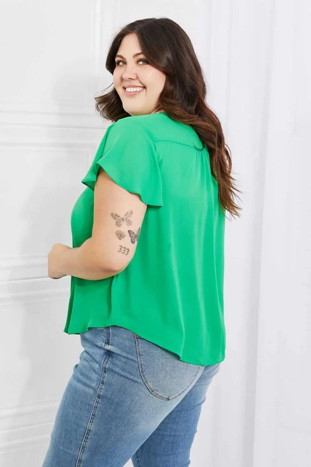 Just For You Short Ruffled Sleeve Length Top - Rocca & Co