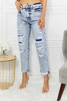 Kendra High Rise Distressed Straight Jeans - Rocca & Co