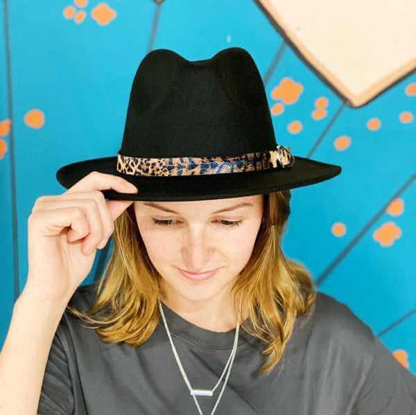 Leopard Band Fedora Hat - Rocca & Co