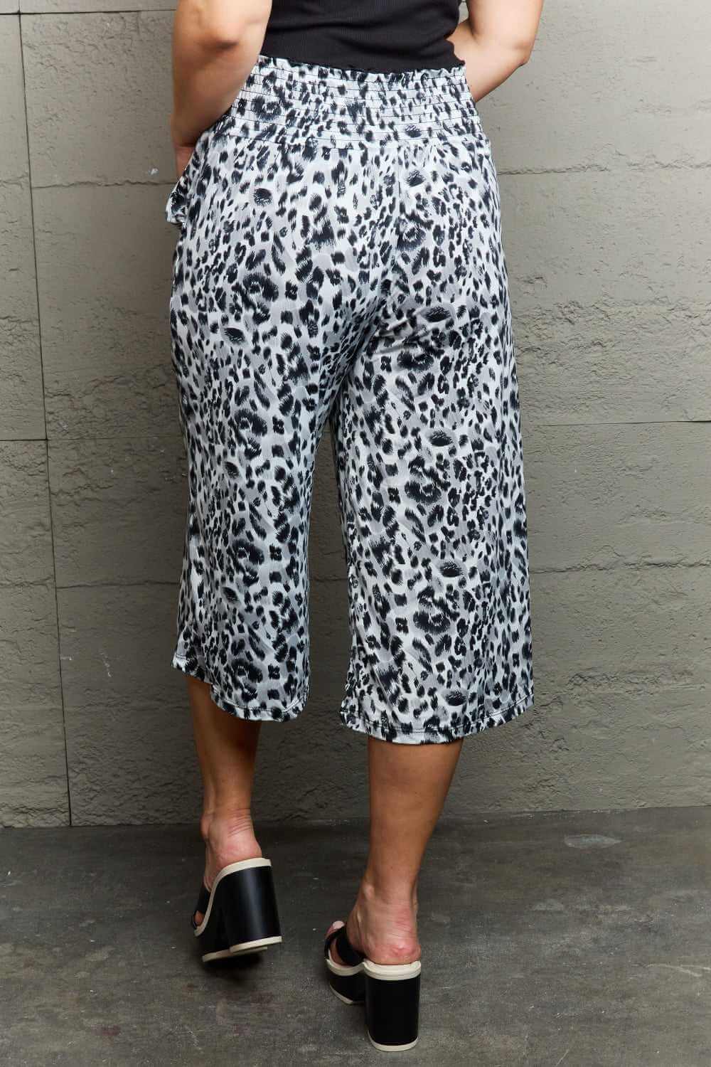 Leopard High Waist Flowy Wide Leg Pants with Pockets - Rocca & Co
