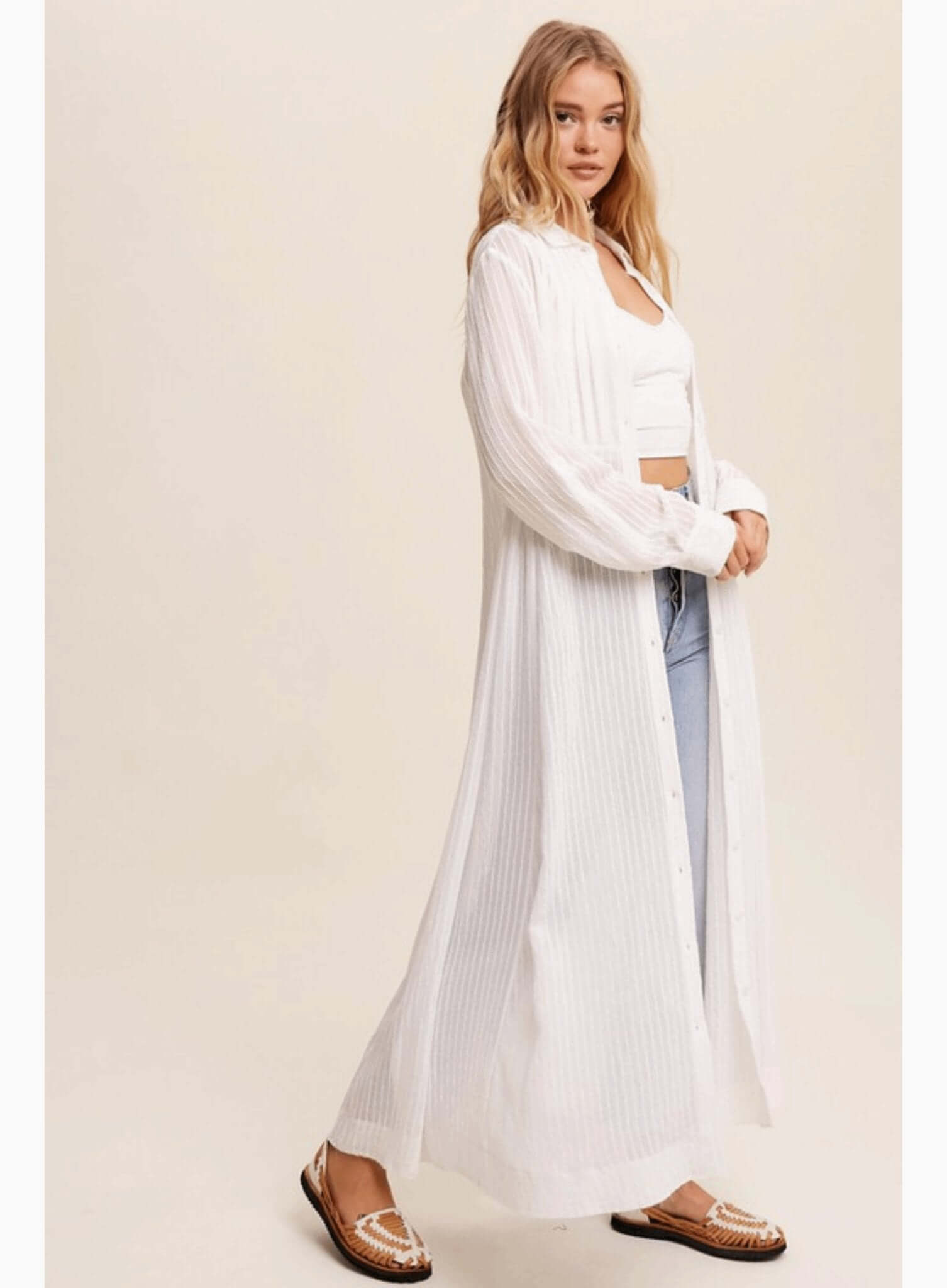 Long Button Down Shirt Maxi Dress - Rocca & Co