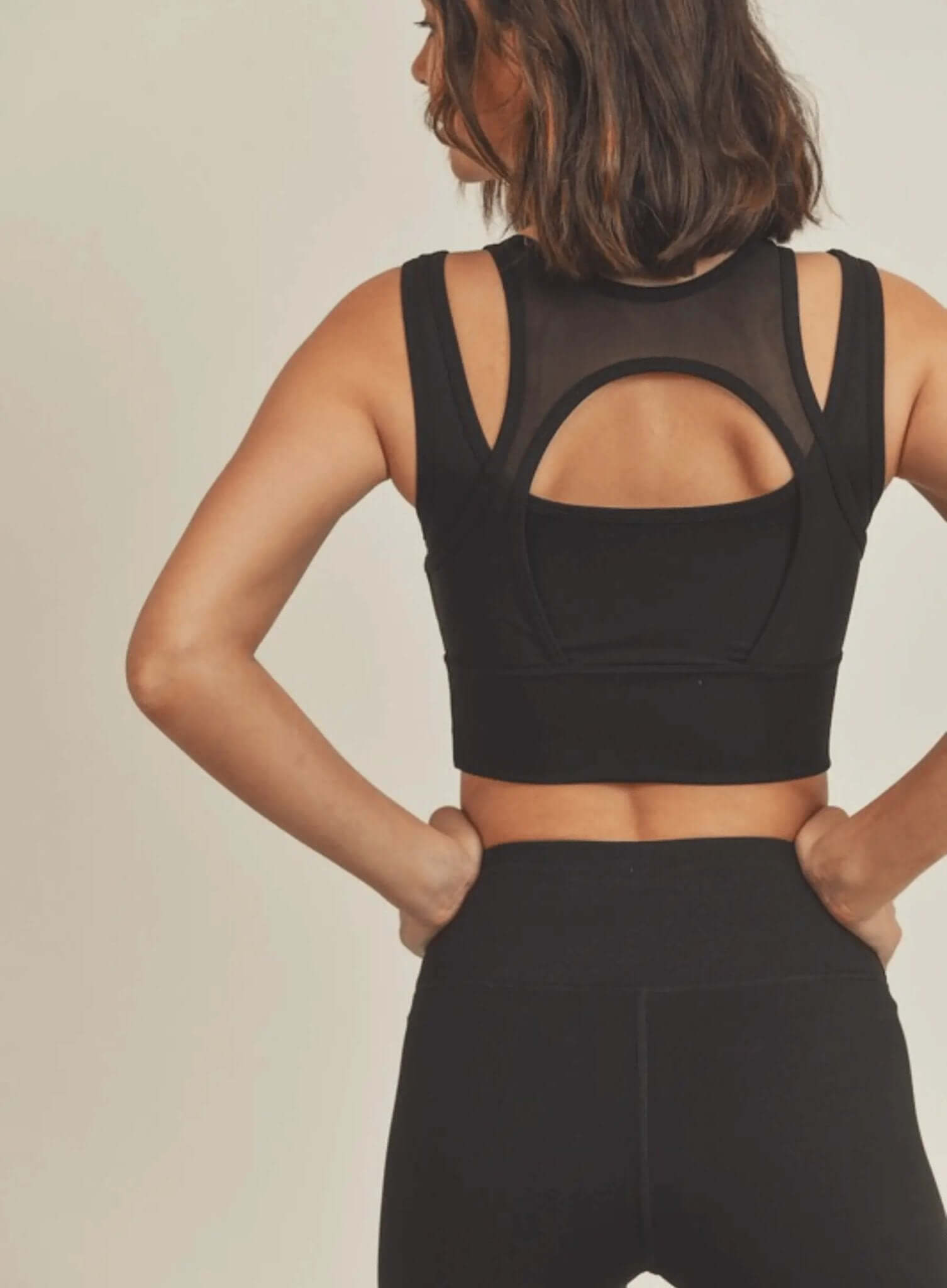 Mesh Overlay Sports Bra & Biker Short Set - Rocca & Co