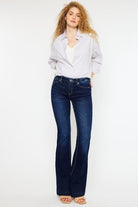 Mid Rise Hem Detail Flare Jeans - Rocca & Co