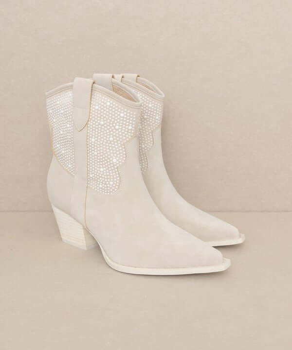 Oasis Society Cannes Pearl Studded Western Boots - Rocca & Co